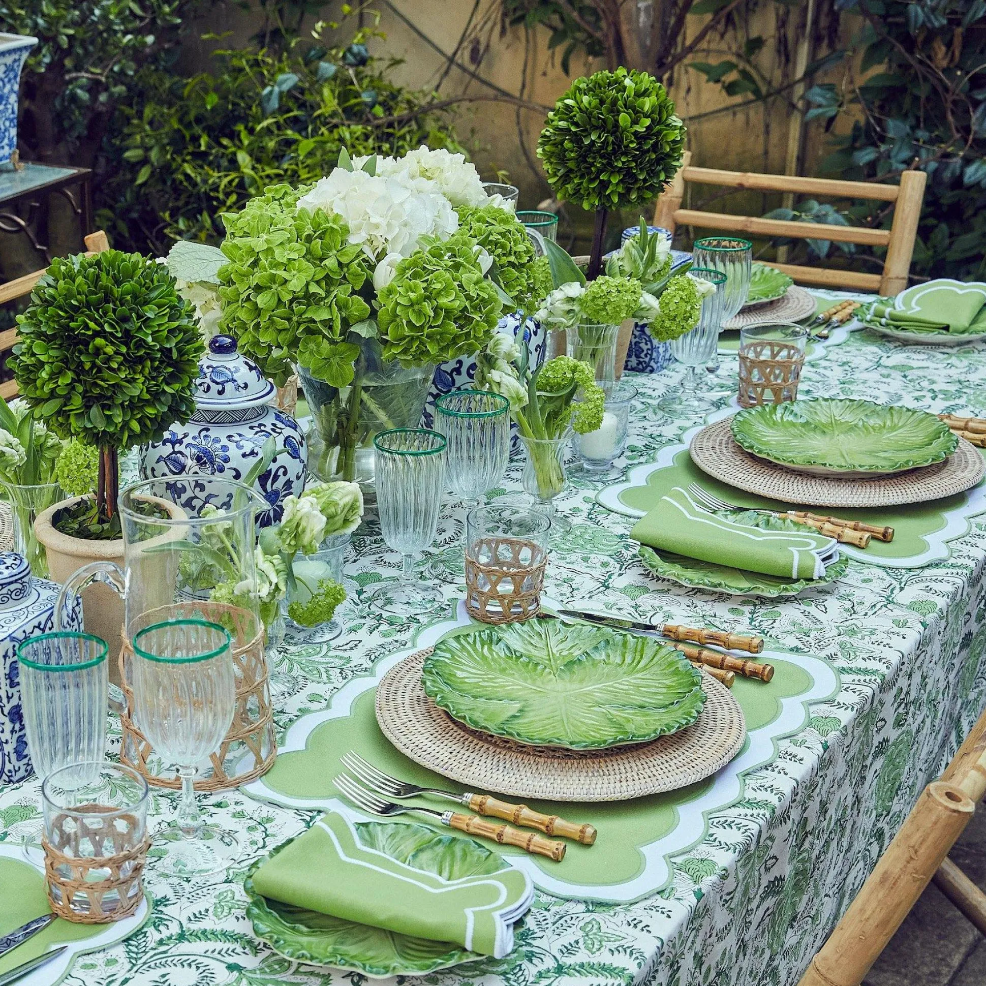 Serena Applique Green Placemats & Napkins (Set Of 4)