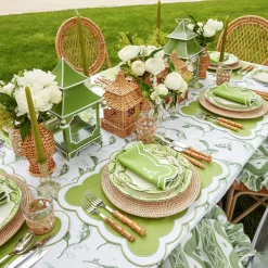 Serena Applique Green Placemats & Napkins (Set Of 4)