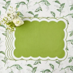 Serena Applique Green Placemats & Napkins (Set Of 4)