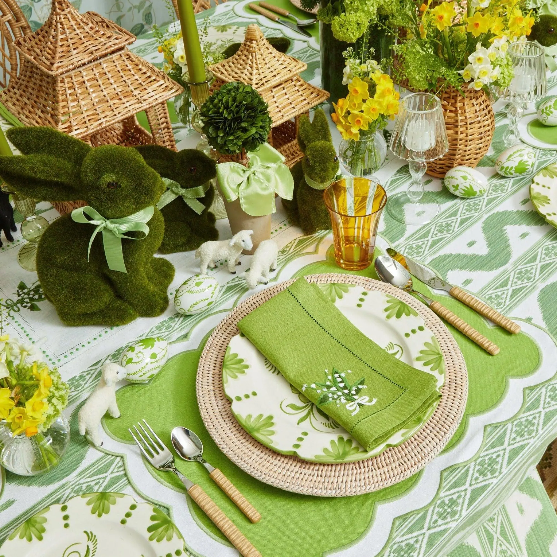 Serena Applique Green Placemats (Set Of 4)