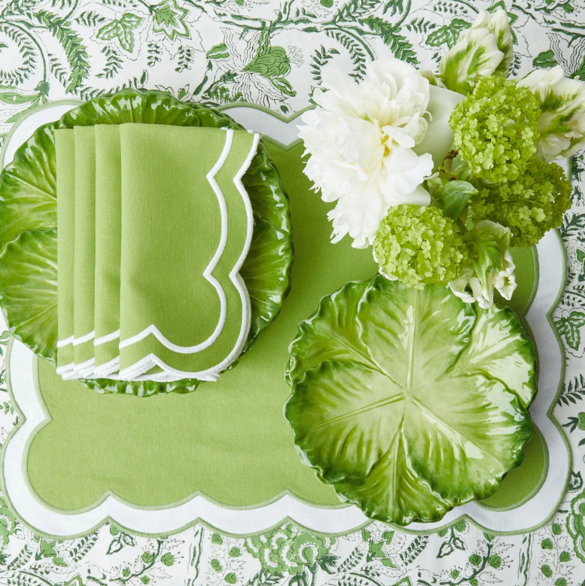 Serena Applique Green Placemats (Set Of 4)