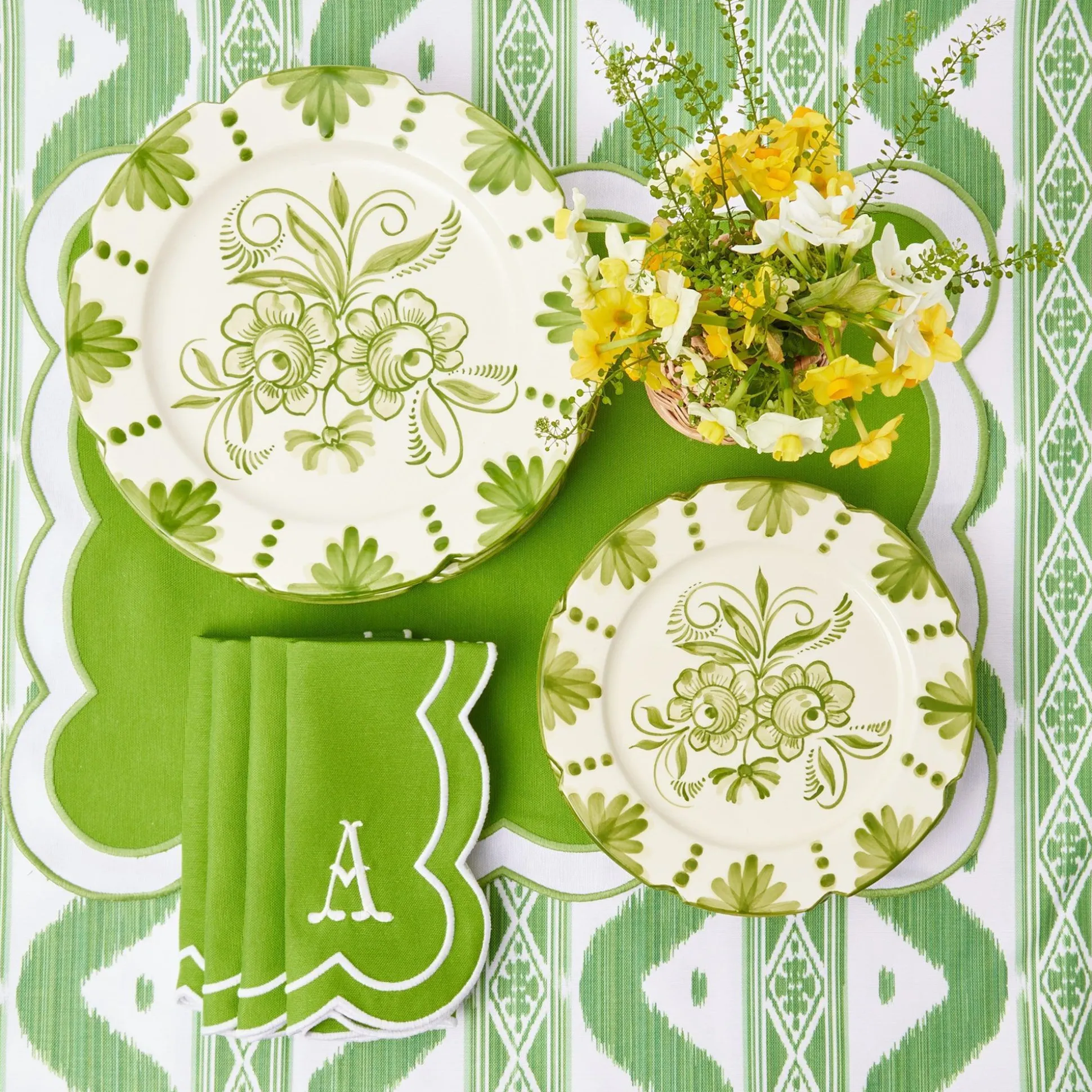 Seville Green Gardenia Dinner Plates (Set Of 4)