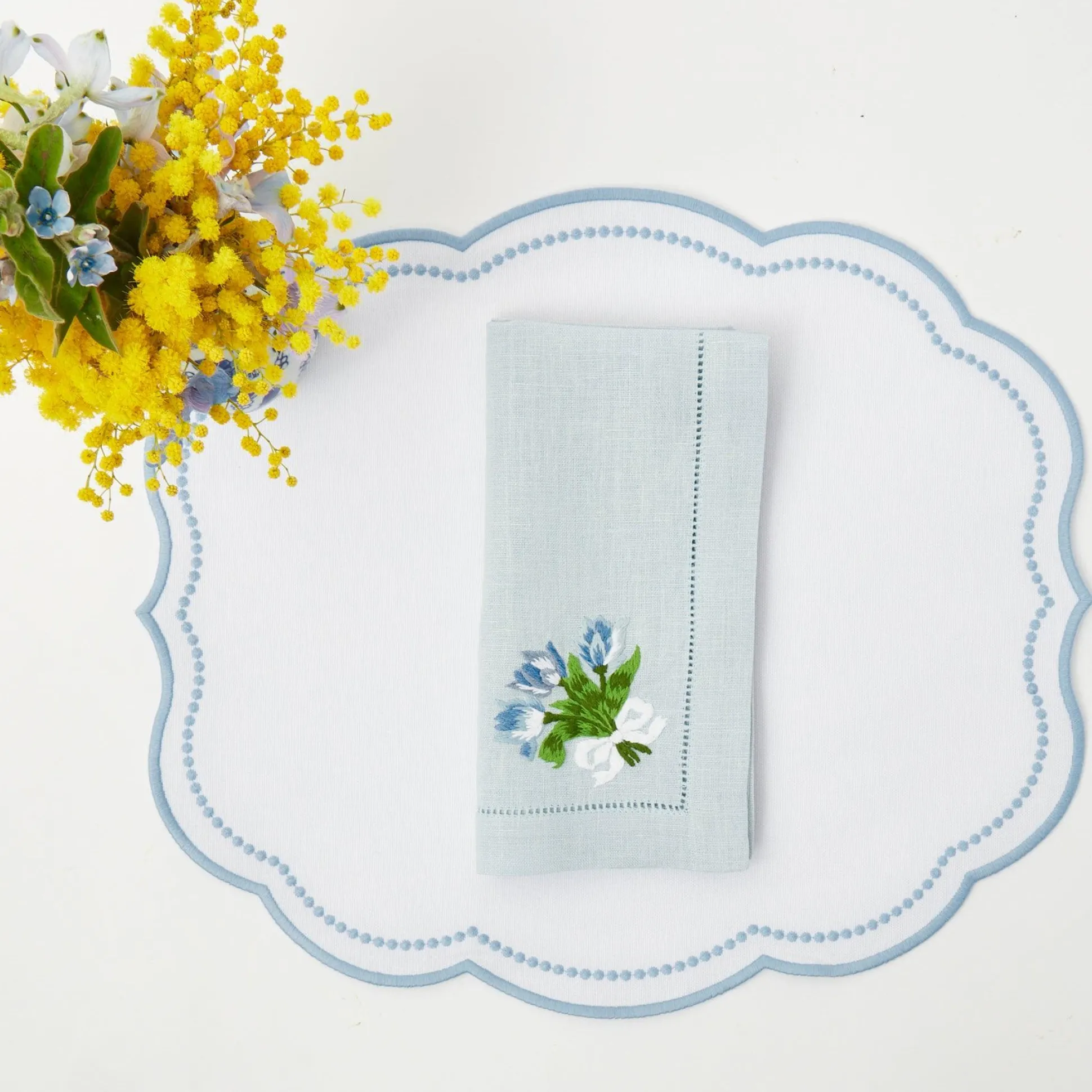 Sky Blue Linen Tulip Napkins (Set Of 4)