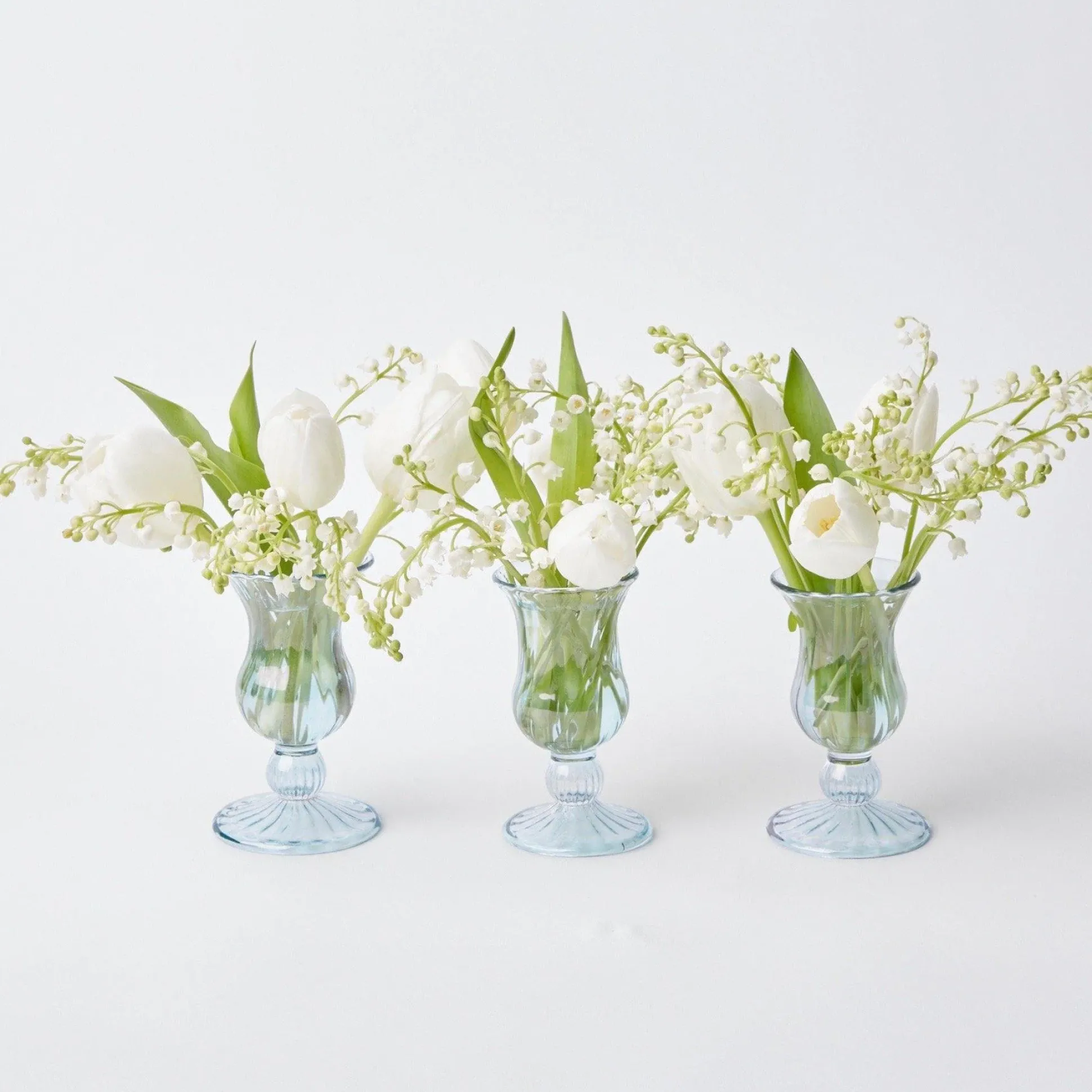 Small Blue Fluted Vase (Set Of 3)