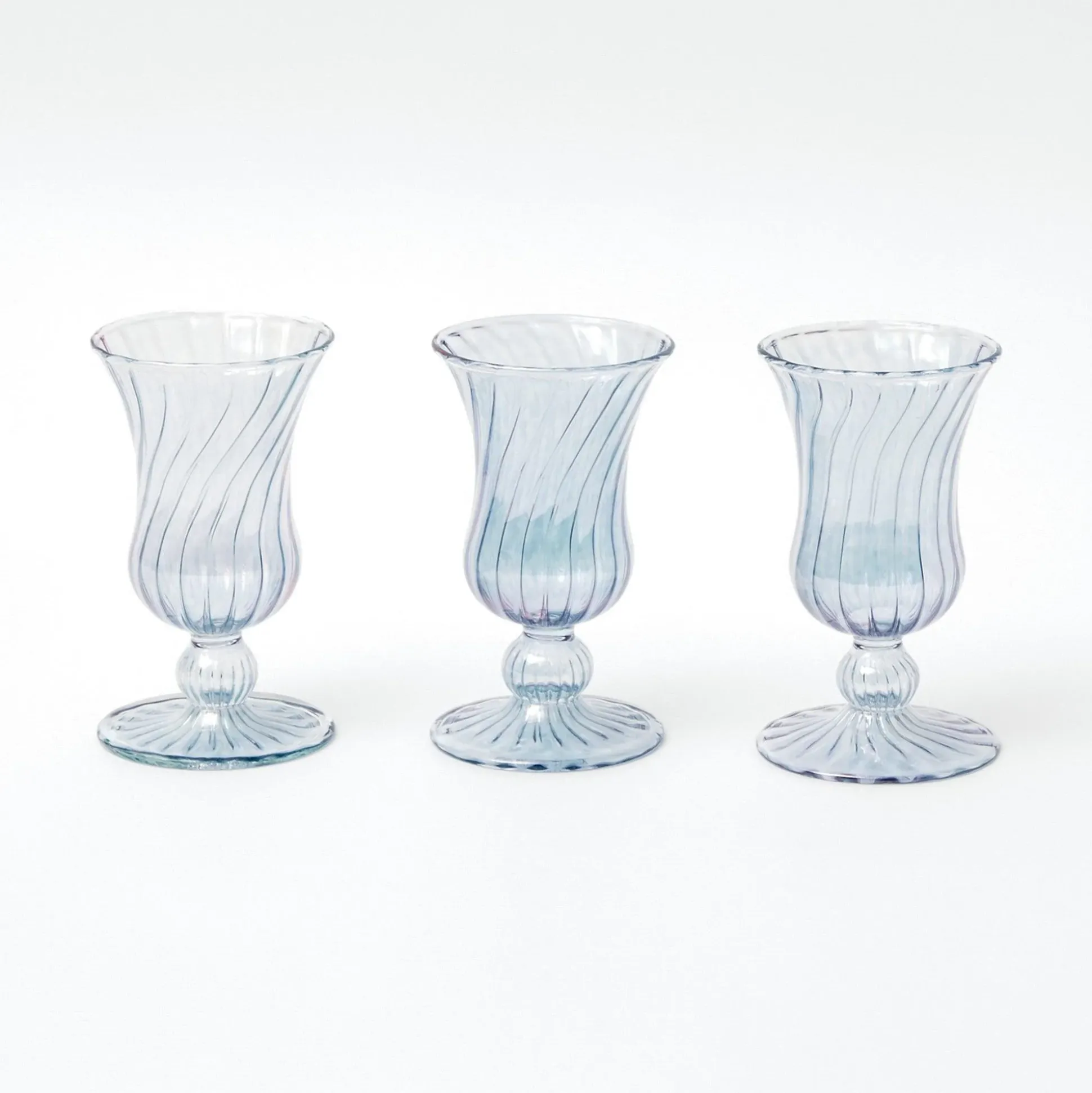 Small Blue Fluted Vase (Set Of 3)