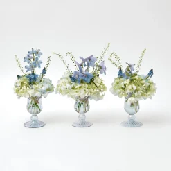 Small Blue Fluted Vase (Set Of 3)