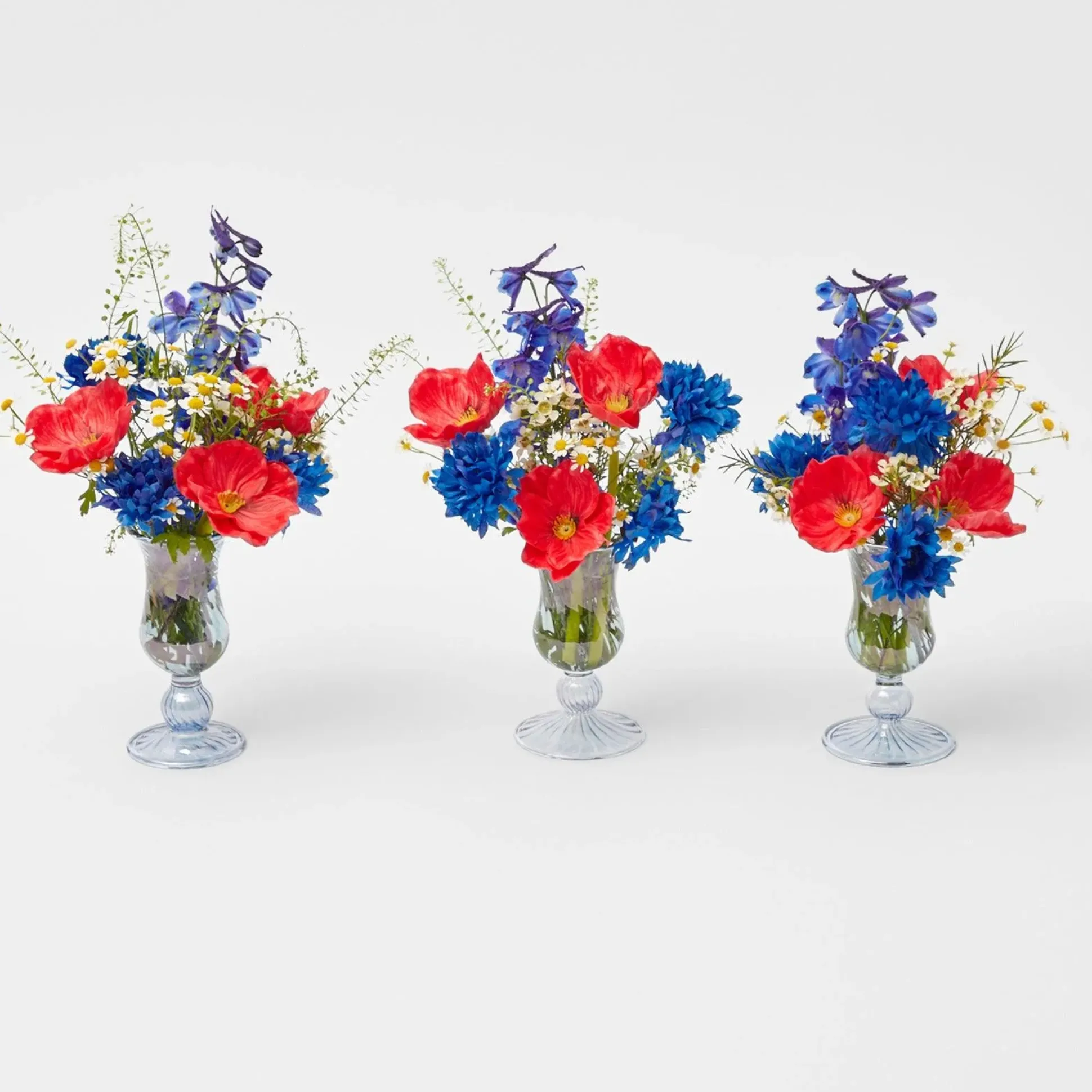 Small Blue Fluted Vase (Set Of 3)