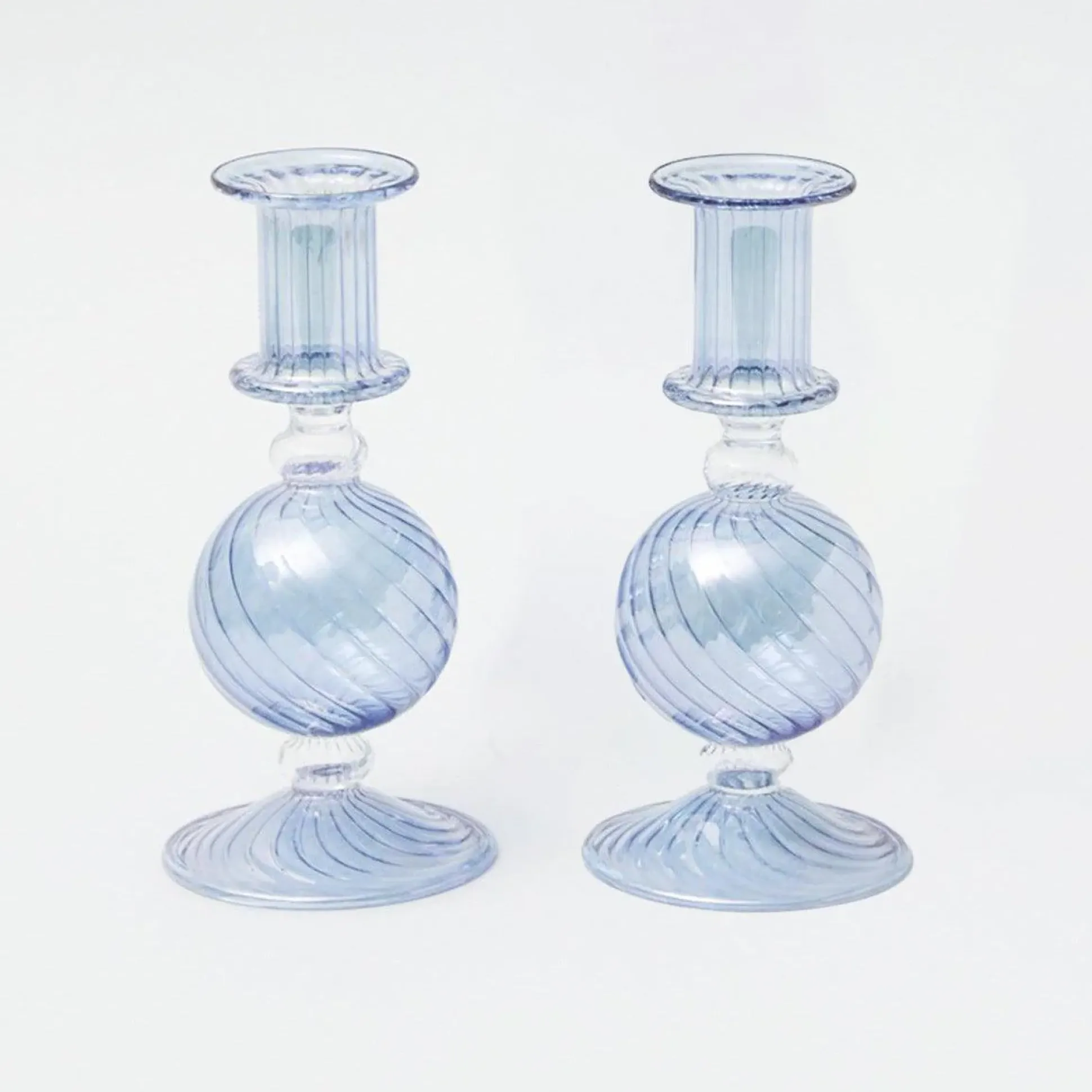 Small Camille Azure Candle Holders (Pair)