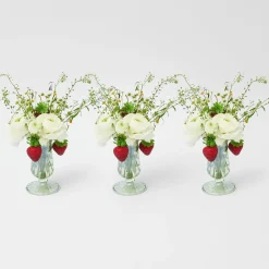 Small Green Fluted Vase (Set Of 3)