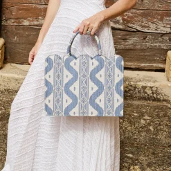 Small Mrs. Alice Tote Bag (Blue Ikat)