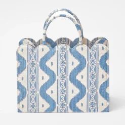 Small Mrs. Alice Tote Bag (Blue Ikat)