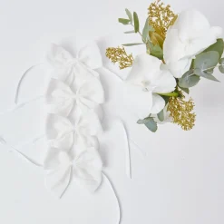 Snow White Velvet Napkin Bows (Set Of 4)