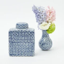 Square Floral Print Ginger Jar