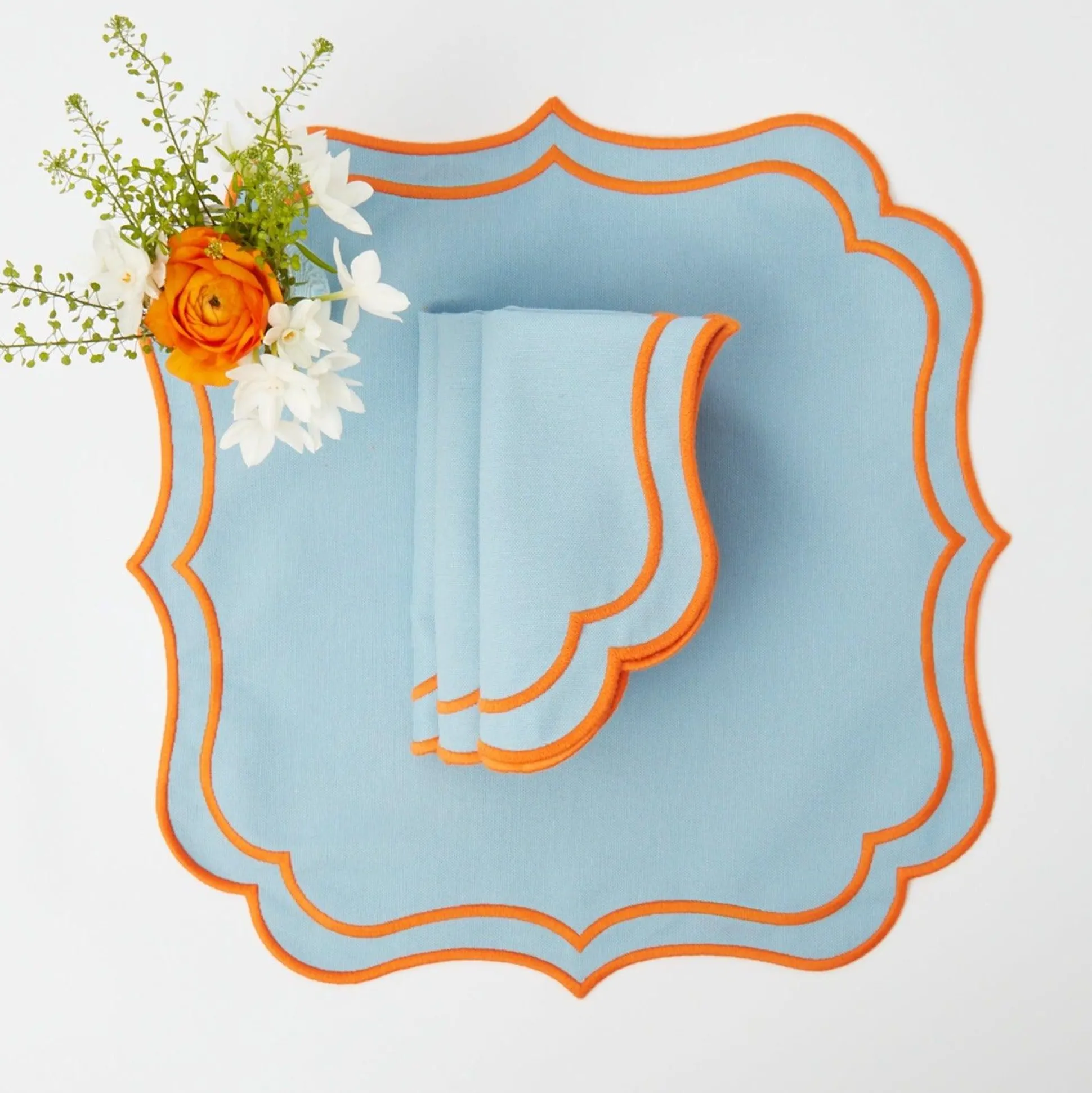 Sylvie Blue & Orange Napkins (Set Of 4)