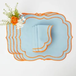 Sylvie Blue And Orange Placemats & Napkins (Set Of 4)
