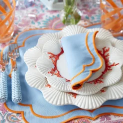 Sylvie Blue And Orange Placemats & Napkins (Set Of 4)