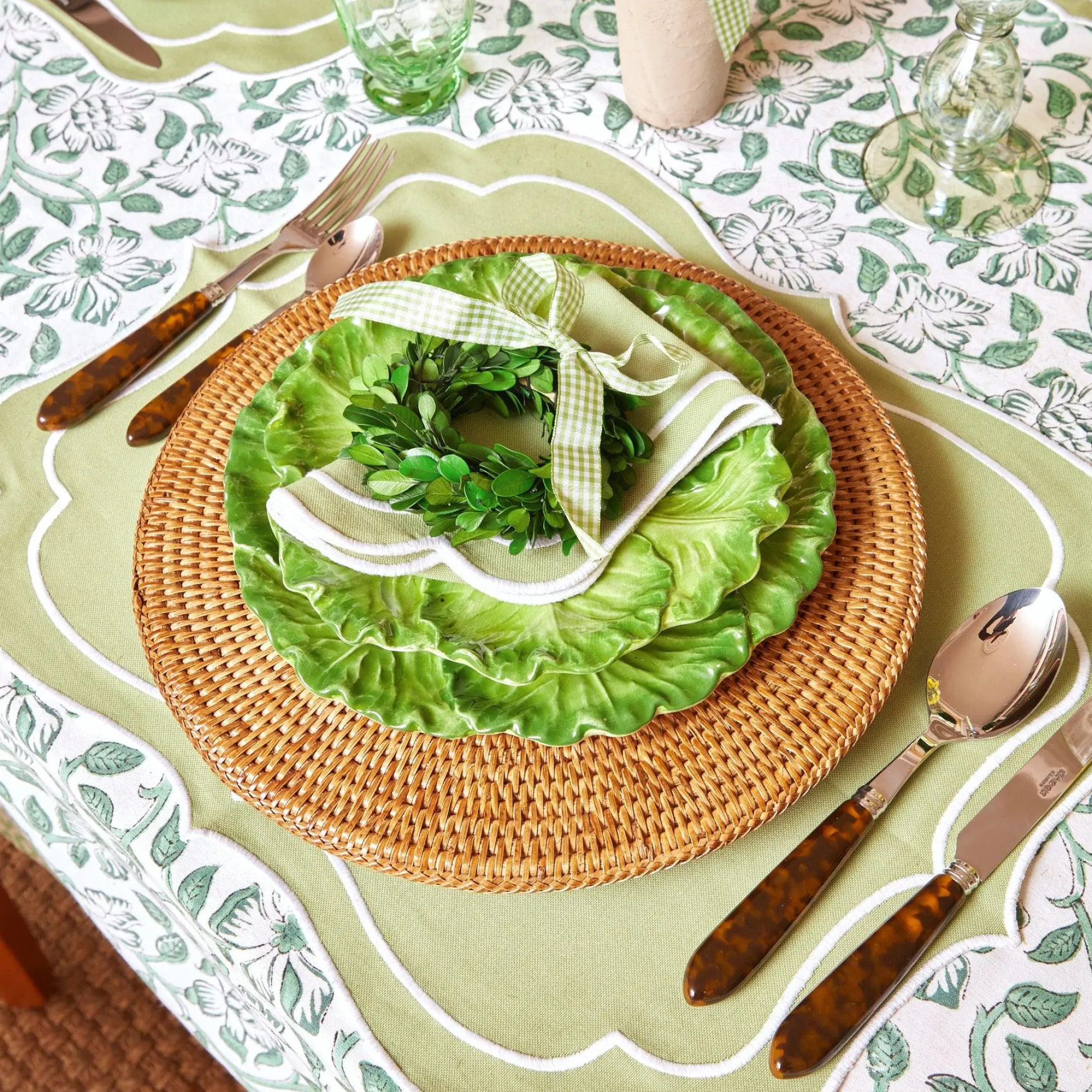 Sylvie Green Embroidered Napkins (Set Of 4)