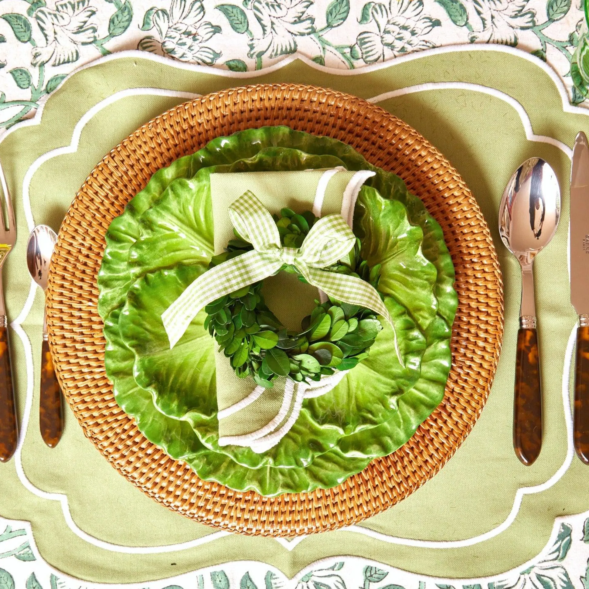 Sylvie Green Embroidered Napkins (Set Of 4)