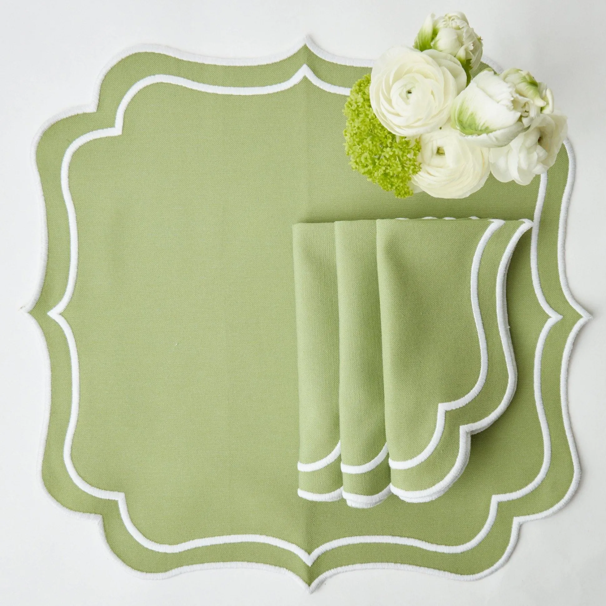 Sylvie Green Embroidered Napkins (Set Of 4)