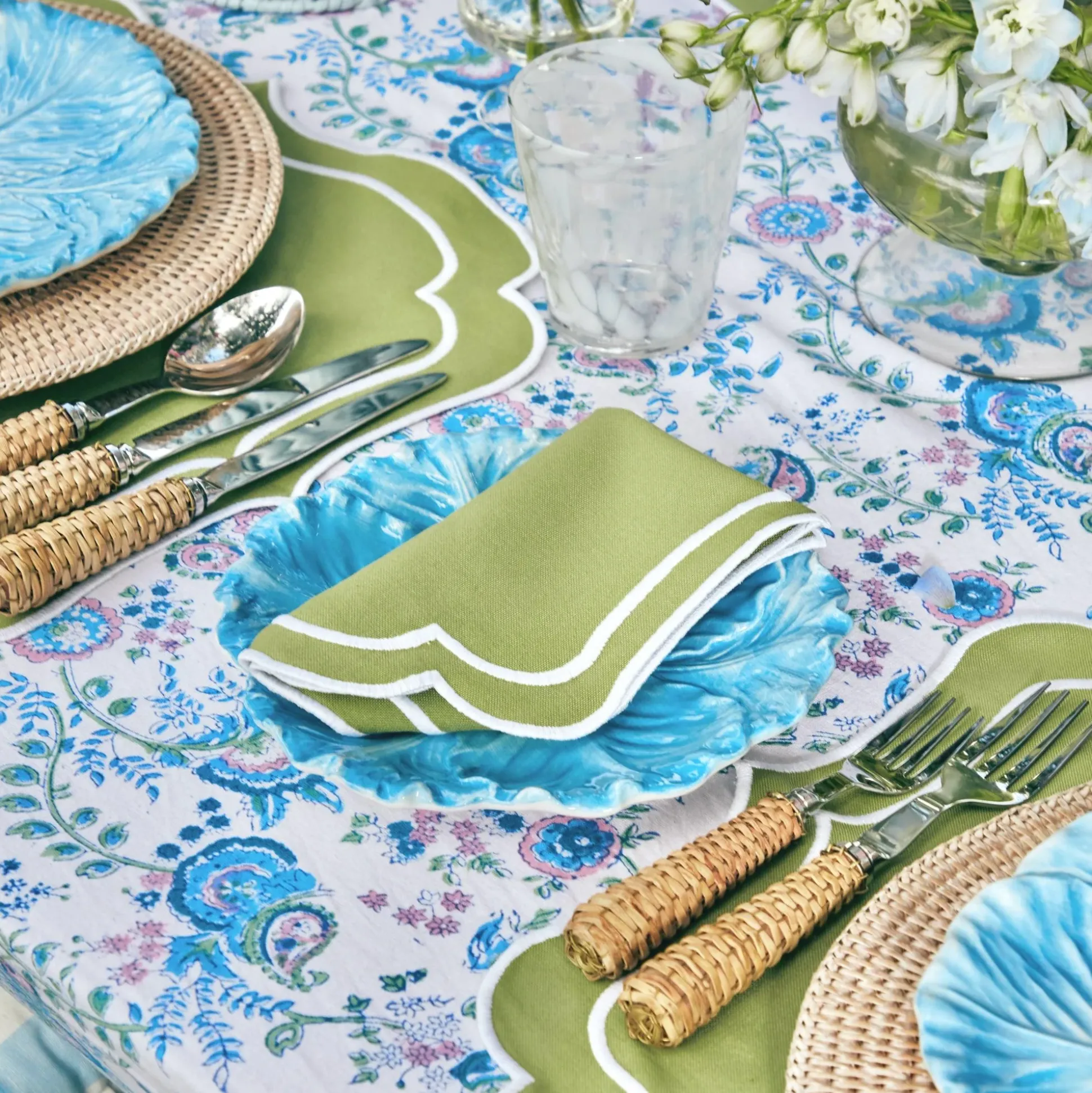 Sylvie Green Embroidered Napkins (Set Of 4)