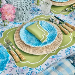Sylvie Green Embroidered Placemats & Napkins (Set Of 4)
