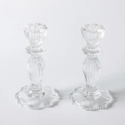 Tall Lace Edge Candle Holders (Pair)