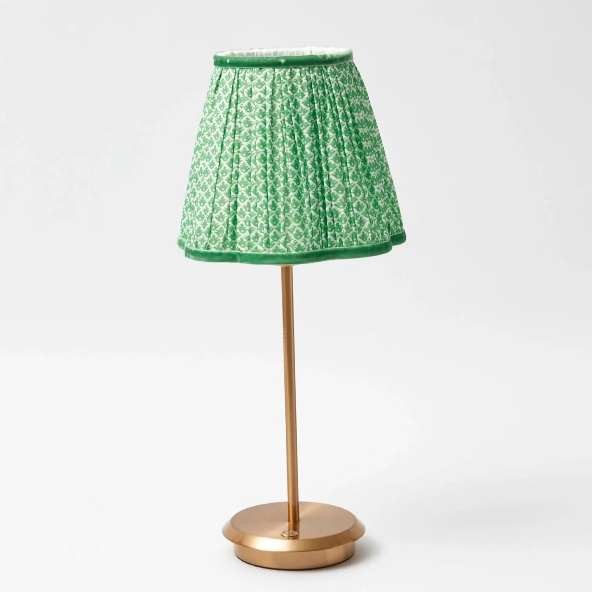 Tall Rechargeable Lamp With Green Lotus Lampshade