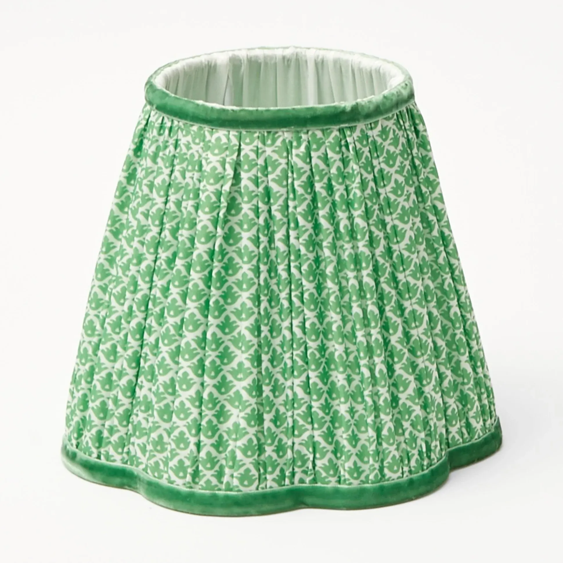 Tall Rechargeable Lamp With Green Lotus Lampshade