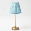 Tall Rechargeable Lamp With Baby Blue Lotus Lampshade