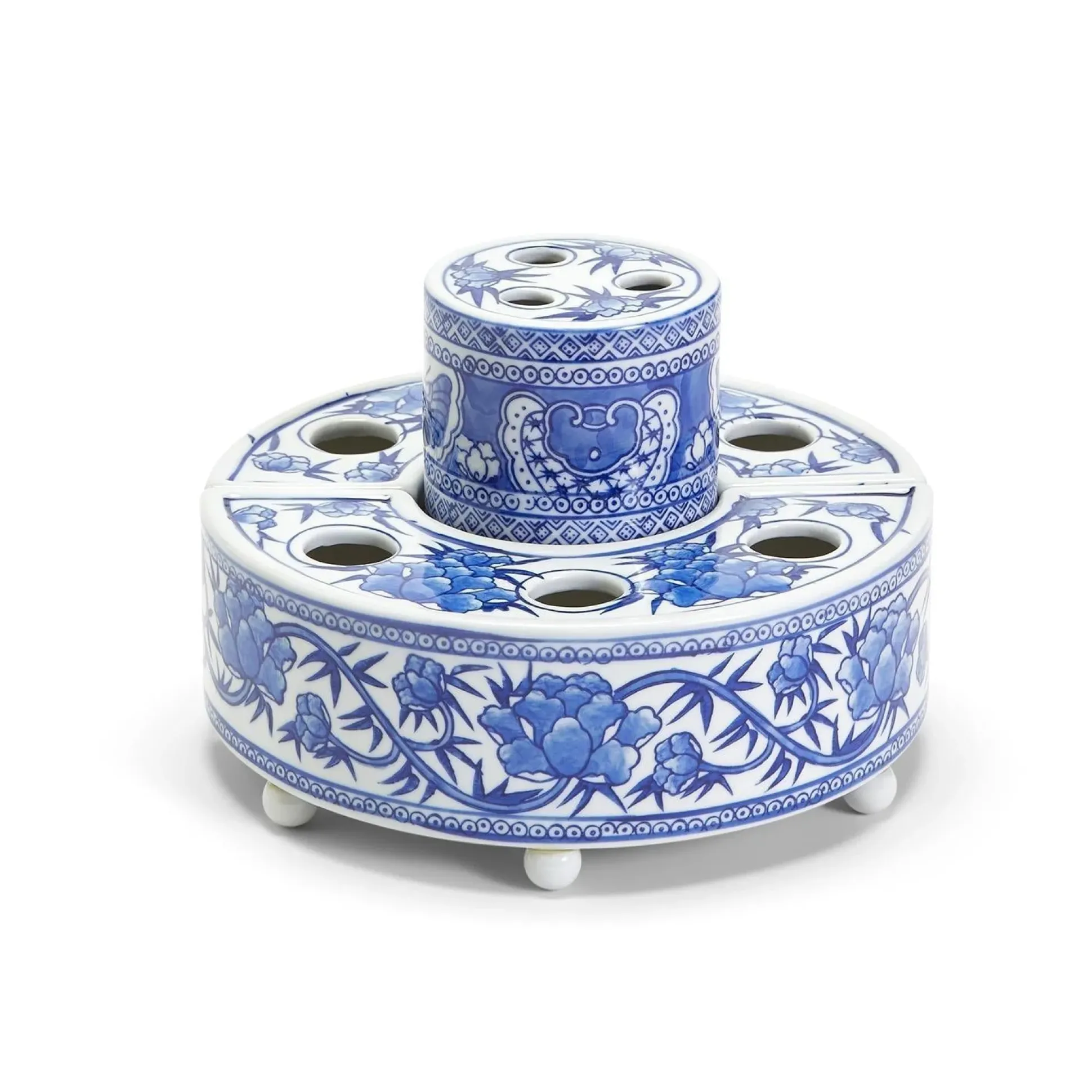 Three Piece Chinoiserie Vase