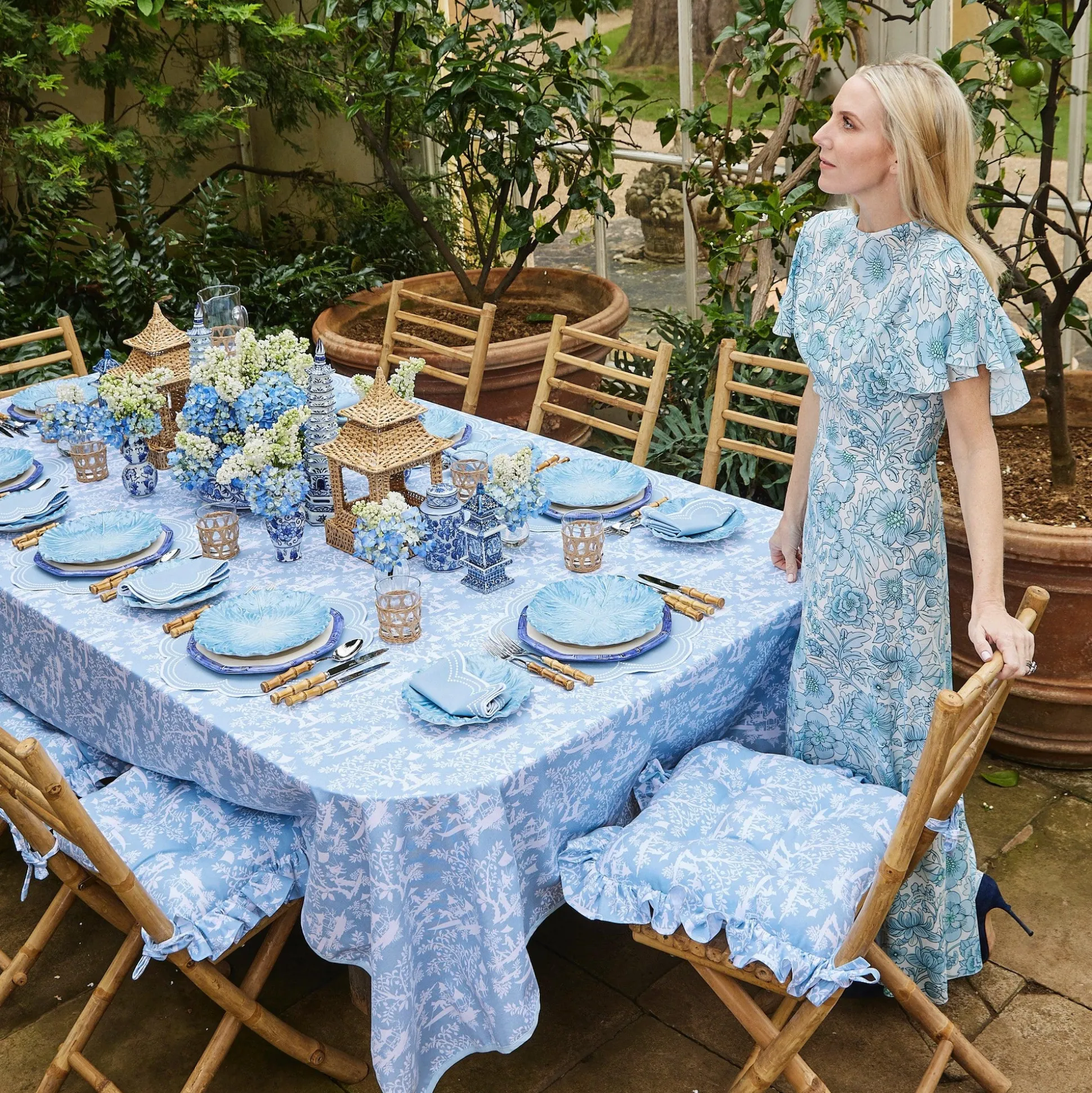 Three Piece Chinoiserie Vase