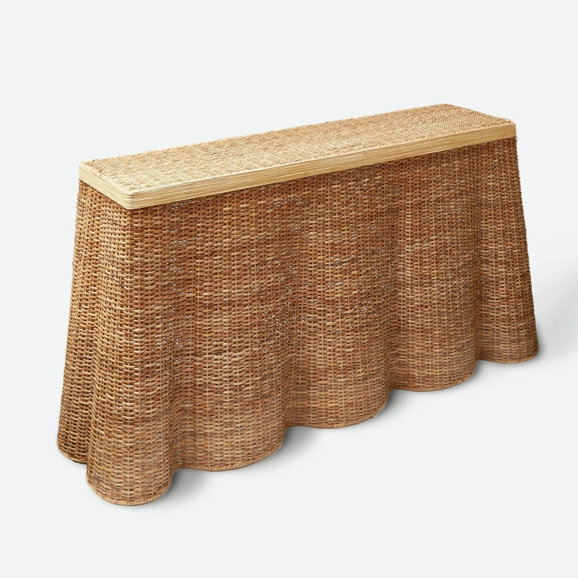 Vivienne Rattan Scalloped Console Table