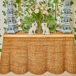 Vivienne Rattan Scalloped Console Table