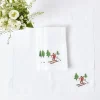 White Embroidered Skier Napkins (Set Of 4)