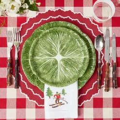 White Embroidered Skier Napkins (Set Of 4)