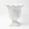 White Liliana Scalloped Rattan Urn