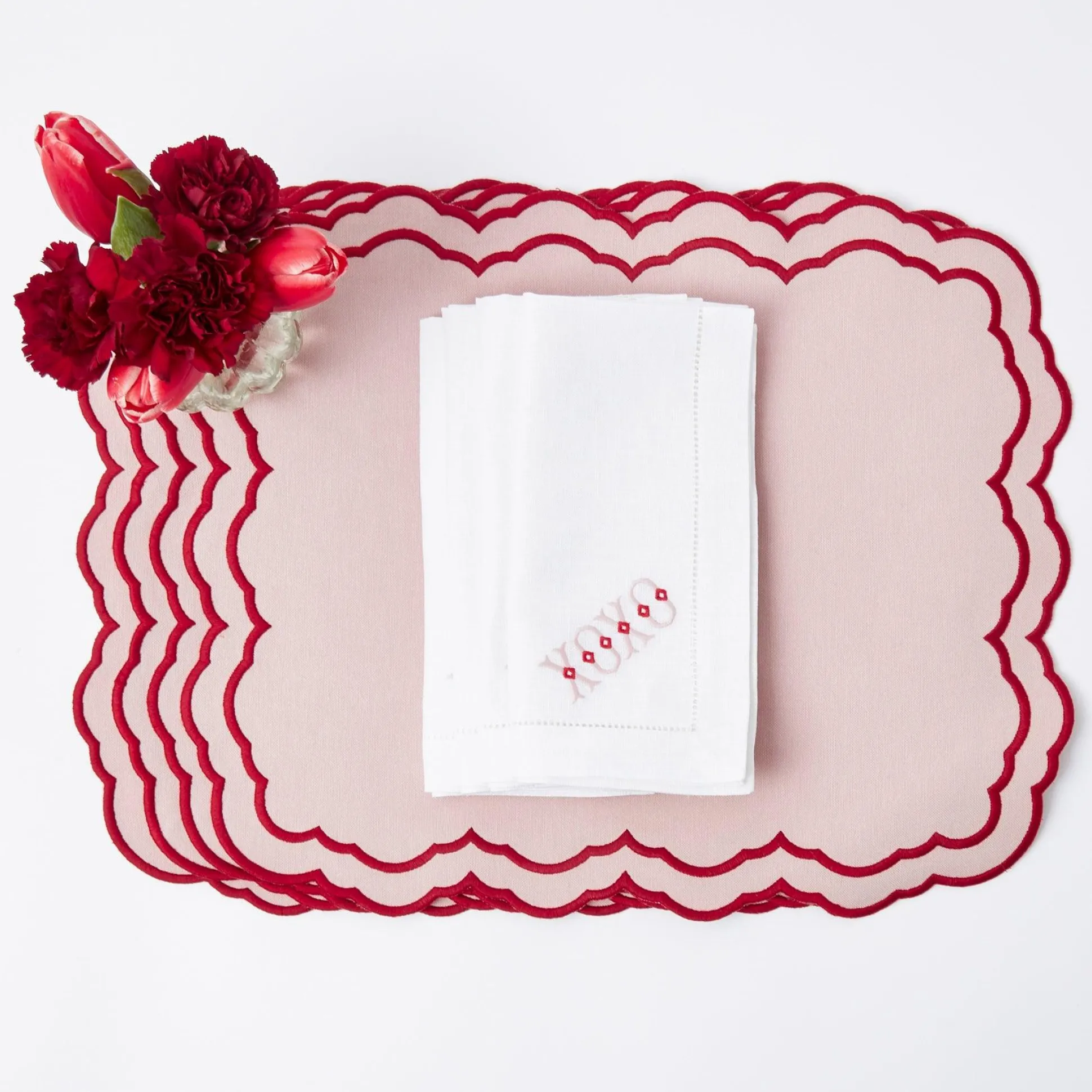 White Linen Xoxo Napkins (Set Of 4)
