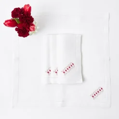 White Linen Xoxo Napkins (Set Of 4)