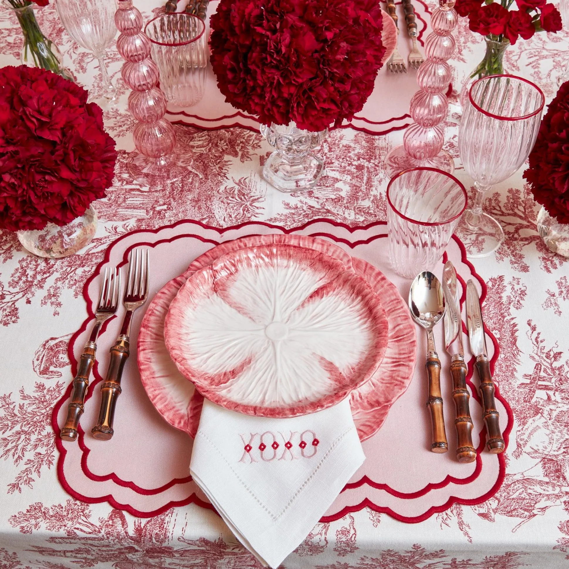 White Linen Xoxo Napkins (Set Of 4)