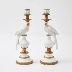 White Parrot Candle Holder (Pair)