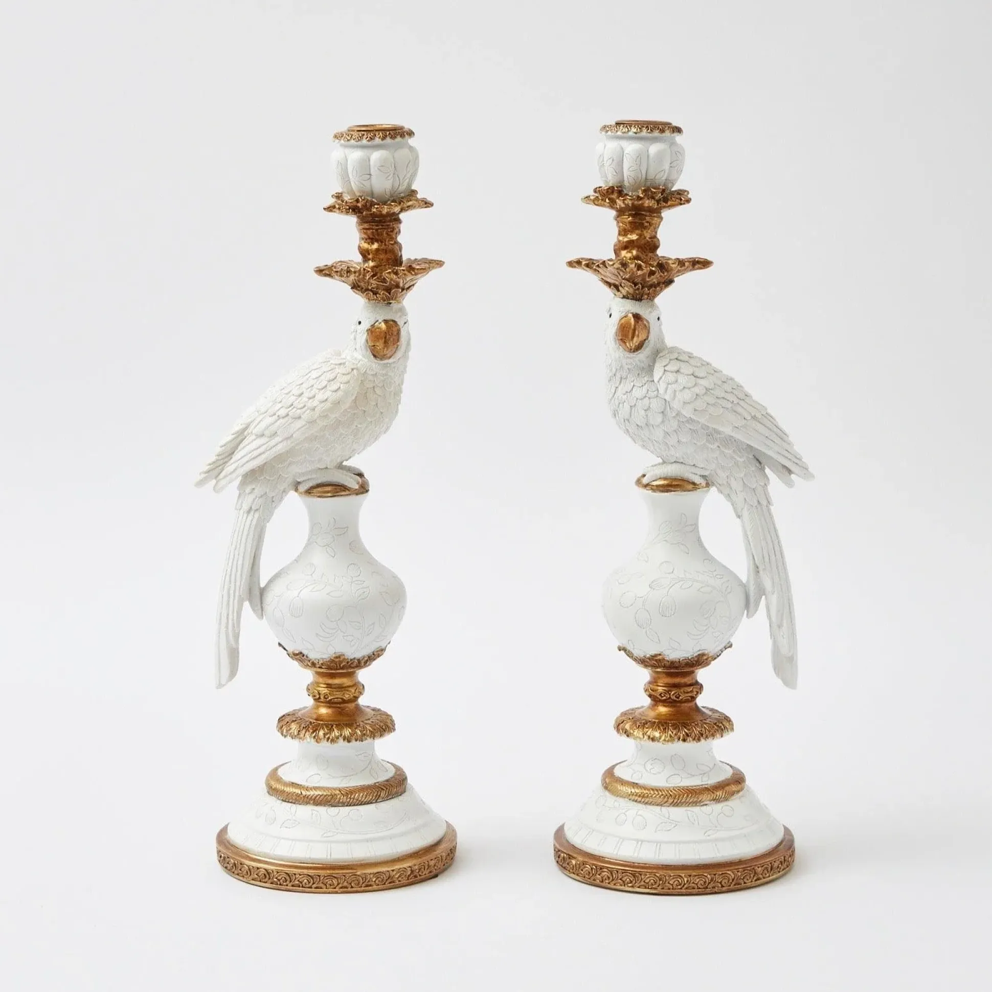 White Parrot Candle Holder (Pair)