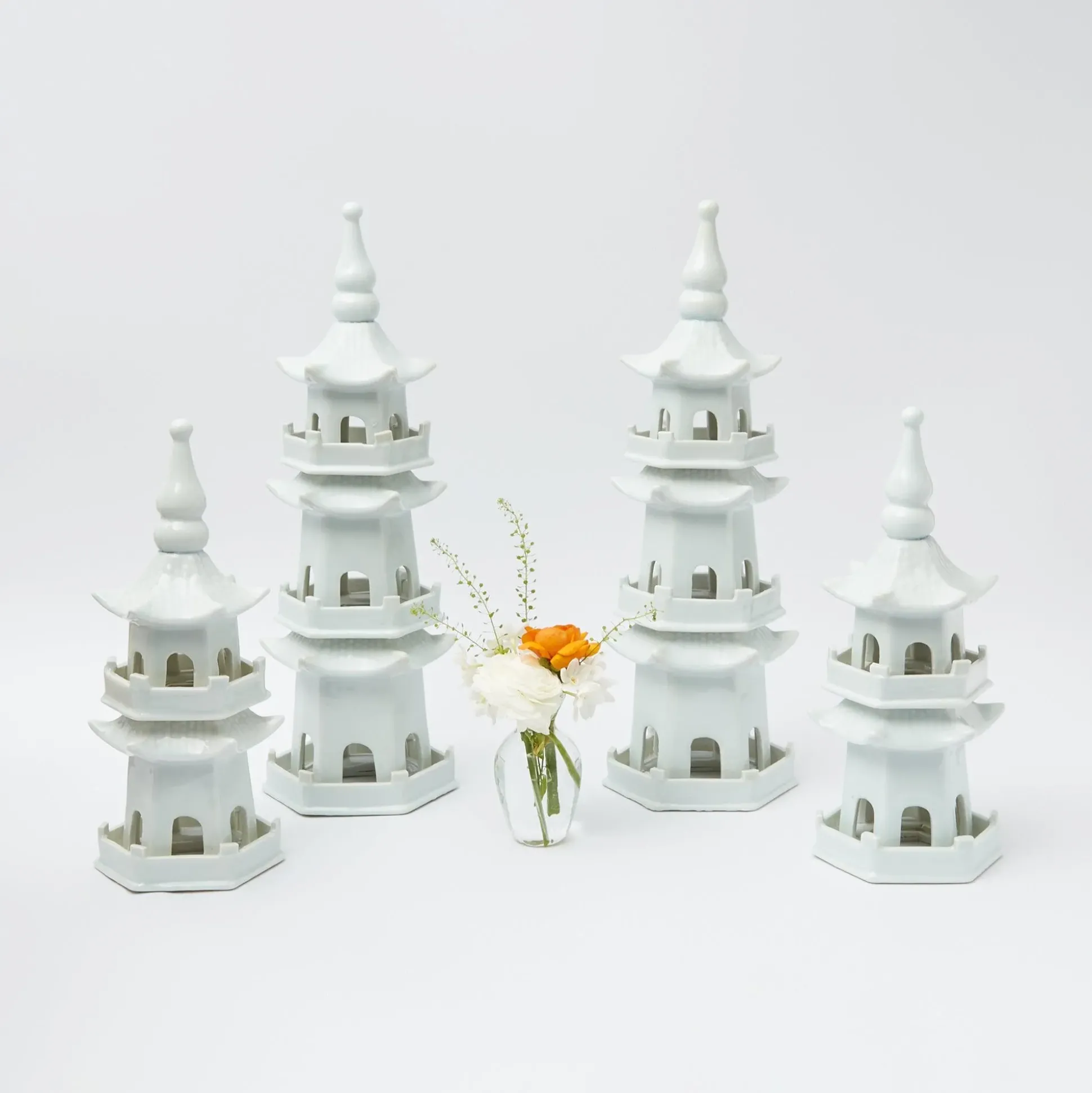 White Porcelain Pagoda Decoration Set