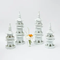 White Porcelain Pagoda Decoration Set