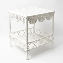 White Rattan Outdoor Side Table