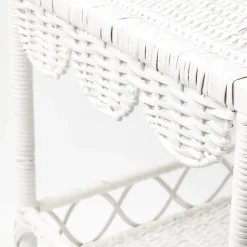 White Rattan Outdoor Side Table