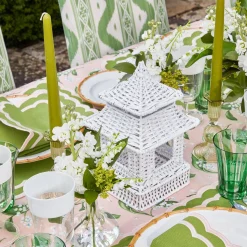 White Rattan Pagoda Lantern Set