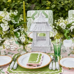 White Rattan Pagoda Lantern Set