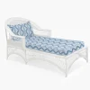 White Rattan Sun Lounger With Blue Ikat Cushion