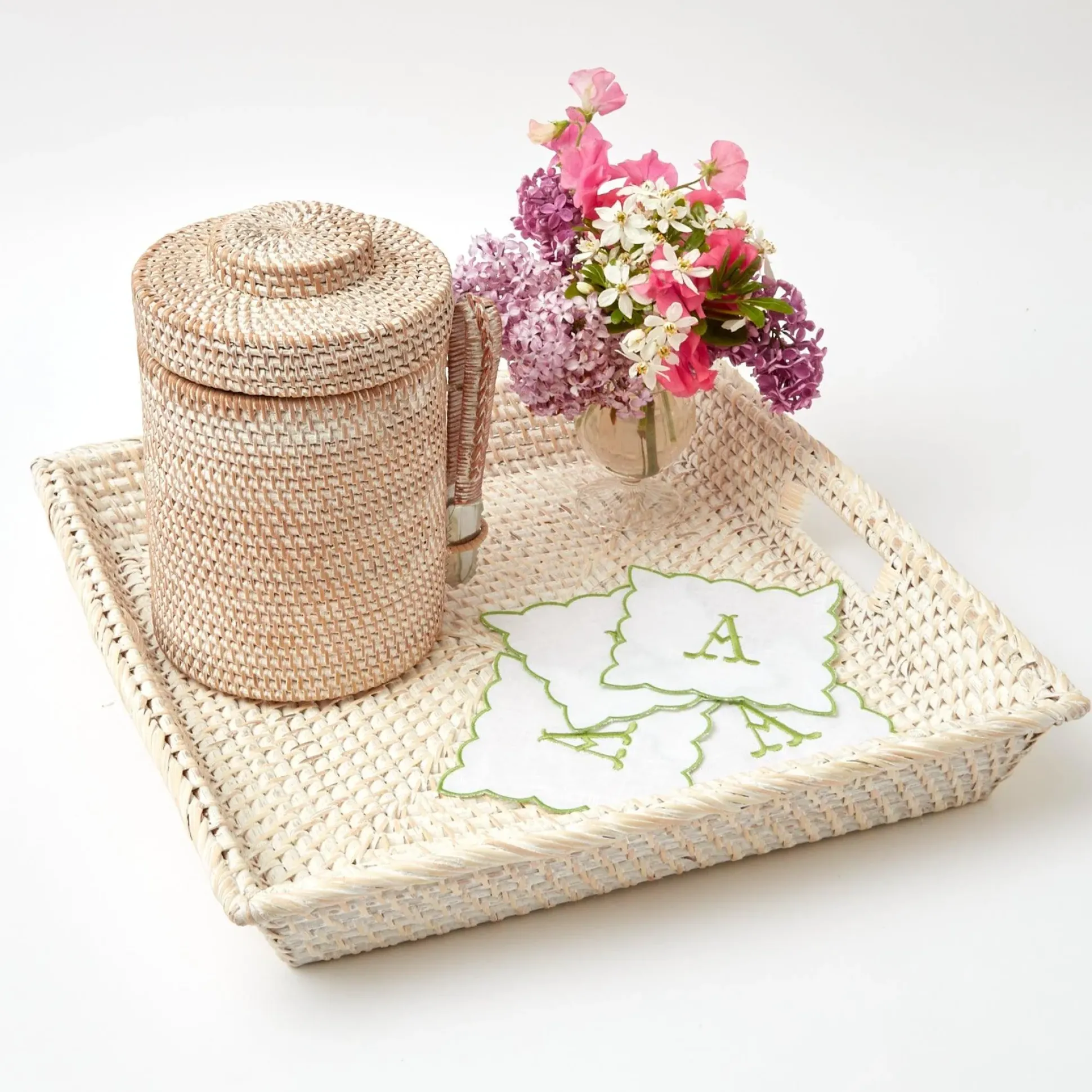 White Rattan Tray