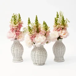 White Rattan Vase (Set Of 3)